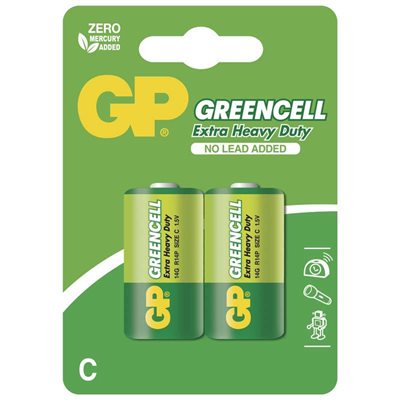 Zinkochloridové batérie GP Greencell R14 (C)