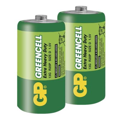 Zinkochloridové batérie GP Greencell R20 (D)