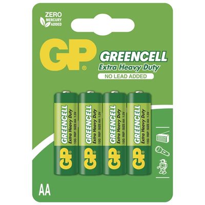 Zinkochloridové batérie GP Greencell R6 (AA)