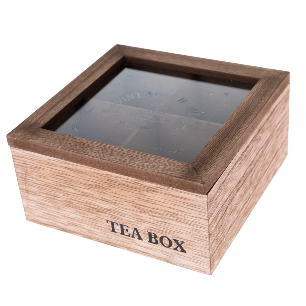 Drevený box na čajové vrecká TEA