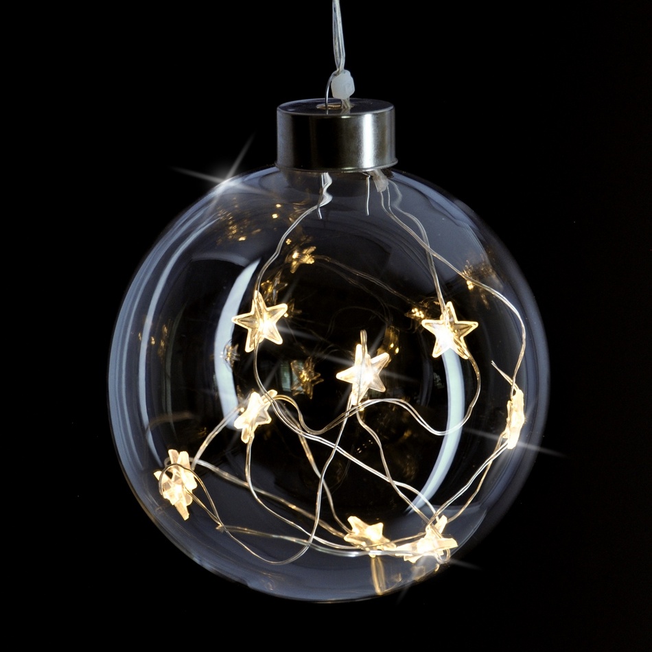 Solight LED vianočná gula sklenená