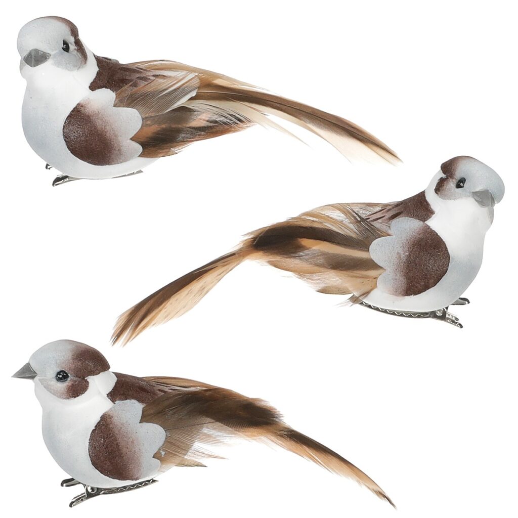Vtáčik s klipom bielo-hnedá